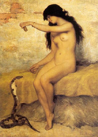 Paul Desire Trouillebert The Nude Snake Charmer Norge oil painting art